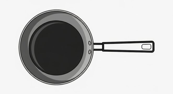 Minimalist frying pan top view vector.