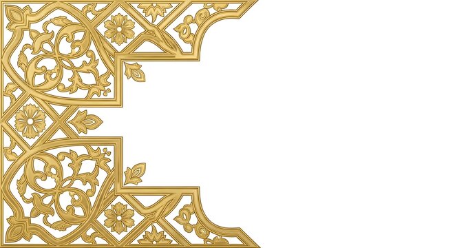 Ornate golden archway corner decoration with intricate patterns decoration intricate filigree traditional ornament