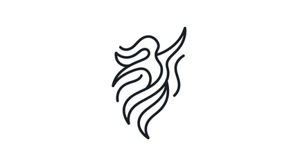 Fototapeta premium Minimalist line art of woman with flowing hair and arms raised