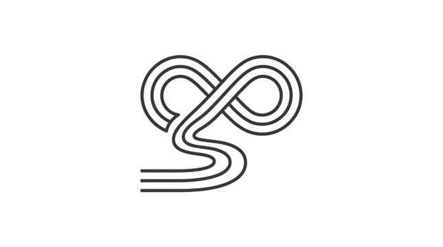 Parallel lines winding into an infinity symbol icon.
