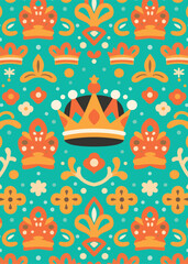 Crown Vector Pattern Background Poster Illustration Creative Design Template  © art88