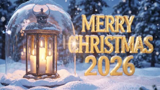 Merry Christmas 2026 Snow Globe Scene 2.