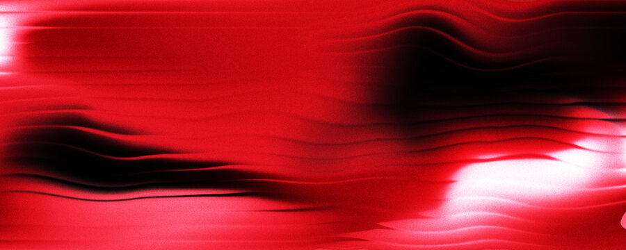 Abstract red background in dark glossy with striped effect. Refraction of wavy striped glass.