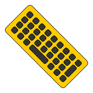 Yellow computer keyboard icon flat design illustration isolated transparent background bold line simple