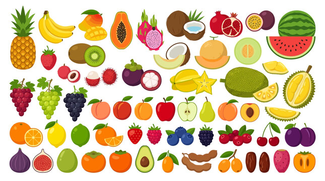 Colorful assorted fresh fruits.