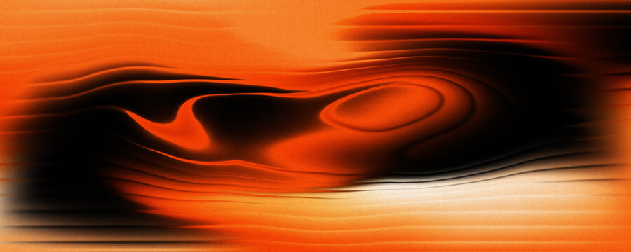 Glossy dark orange abstract background with striped effect. Wavy striped glass refraction.