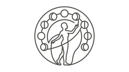 Human figure standing within circular phase cycle icon. © mawar