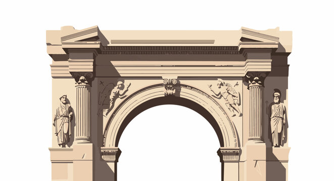 Ornate ancient archway with statues and winged figures