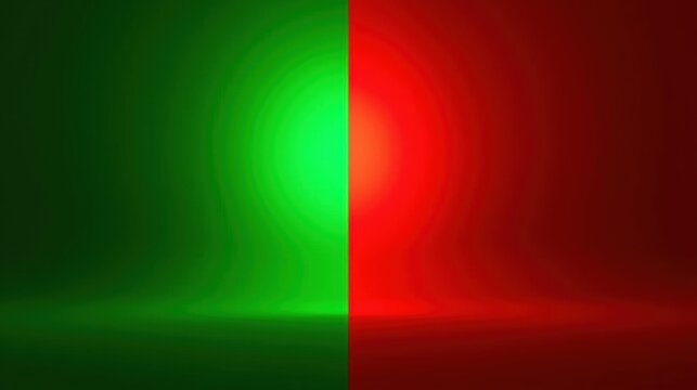 A vibrant abstract background split vertically with bright green on the left and intense red on the right, blending softly at the center.