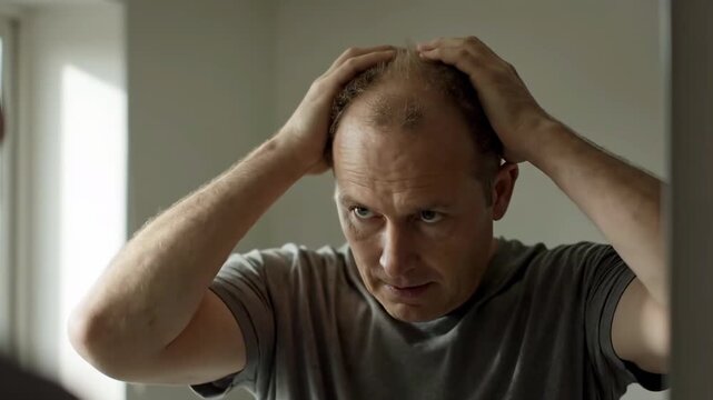 薄毛の悩みを抱える中年男性（頭皮環境・コンプレックス・AGA治療）