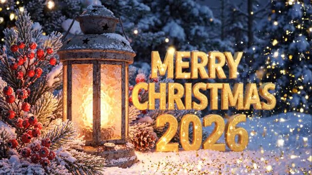 Merry Christmas 2026 winter scene.