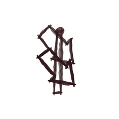 Obraz premium Minimalist abstract stick-figure signpost design illustrating directional guidance, isolated on transparent background
