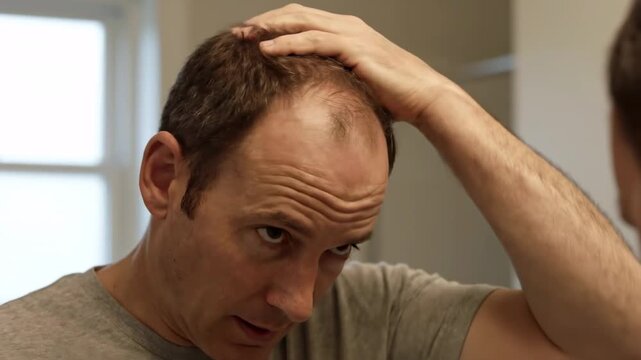 薄毛の悩みを抱える中年男性（頭皮環境・コンプレックス・AGA治療）