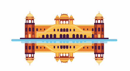 Fototapeta premium Ornate palace with domes and towers reflected in water