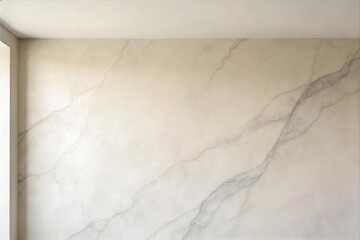 Fototapeta premium Vertical View of Freshly Troweled Marble Plaster with Soft Grey Veining and Smooth Matte Texture on a Wall 