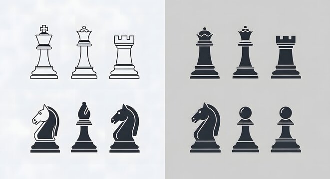 Chess pieces icons set