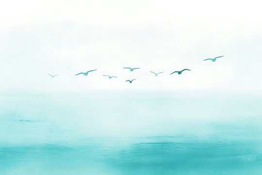 Serene seagulls over calm waters