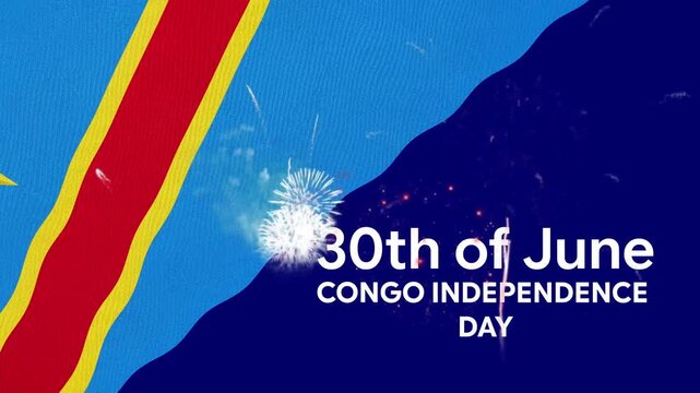 Congo Independence Day 2026 | 30th June Celebration Animation | National Flag Ribbon & Fireworks Motion Background