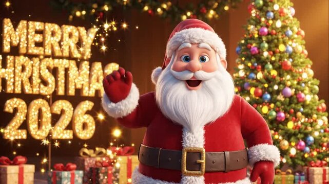 Santa Claus Waving Merry Christmas 2026.