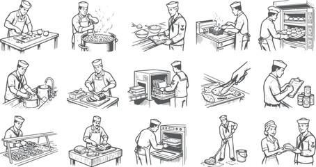 Obraz premium Vintage Aircraft Carrier Kitchen Cooking And Serving