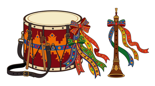 Traditional davul drum and zurna wind instrument for festive music bands, suitable for cultural events and musical performances.