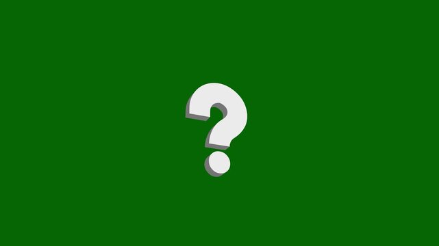 Confused effect on question mark animation, white question mark symbol on green screen. inquiry curiosity uncertainty quistion icon, search for answers concept, 4K