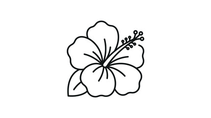 Minimalist hibiscus flower head botanical line art illustration. © khirul afandi