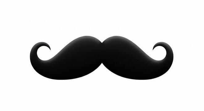 Isolated black handlebar mustache on white background.
