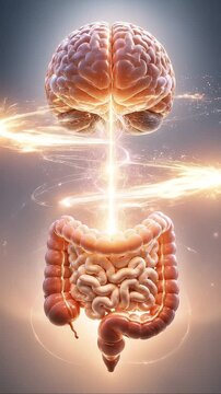 Brain gut connection energy glow intestine anatomy gut brain axis mind health concept art human brain intestine digestive system nerve anatomy neurology microbiome glowing abstract art anatomy