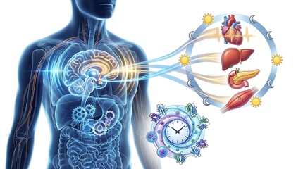 Fototapeta premium Human circadian rhythm and biological clock organ cycle