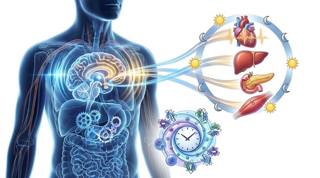 Human circadian rhythm and biological clock organ cycle