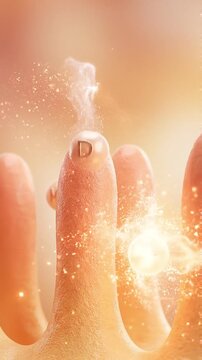 Nutrient absorption intestinal health concept glowing abstract villus anatomy intestine vitamin digestion medical science microscopic structure gut wall wellness 3d render pillar texture with calcium