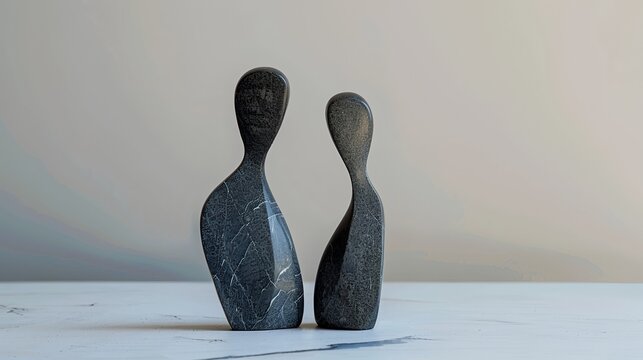 Minimalist surreal sculpture of two figures standing back-to-back, symbol of indifference and emotional estrangement.