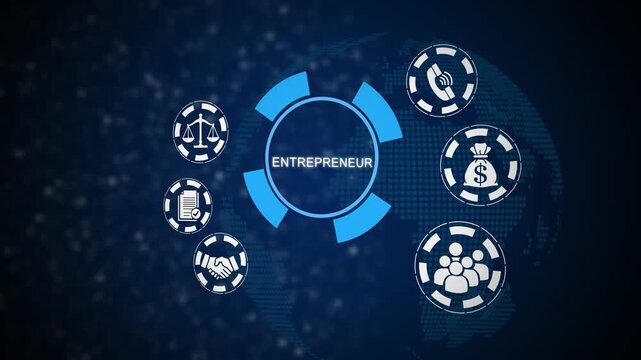 Digital business performance dashboard with hexagonal infographic and data analytics motion technology