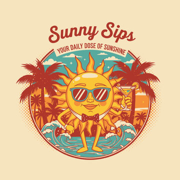 Smiling Sun Wearing Sunglasses.
