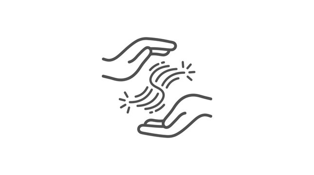 Two hands with energy flow and healing sparks icon.