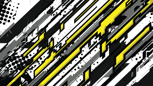 Futuristic Mecha Cybernetic Abstract Vector Background Design with Yellow and Black Shapes