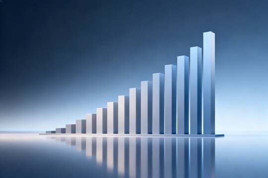 Increasing bar chart on reflective surface