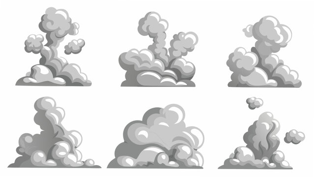 Nine Distinct Grey Cloud Formations A Vector Illustration With A White Background clouds cloudscape cumulus stratocumulus cloudburst weather atmospheric meteorology sky