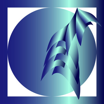 Blue circle and gradient ribbon abstract geometric vector design