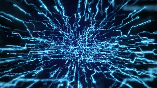 Electricity sparks blue light energy.