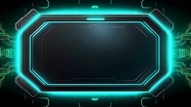 Digital futurism sci-fi metal neon frame hud display geometric background