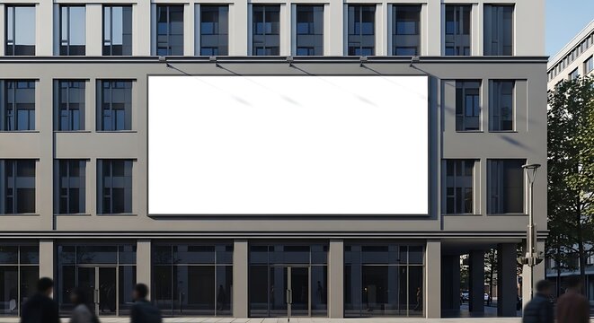 Large blank billboard on building facade.