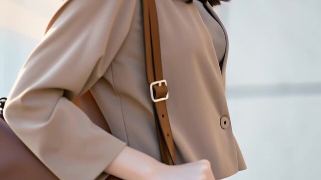 笑顔で出勤する日本人女性