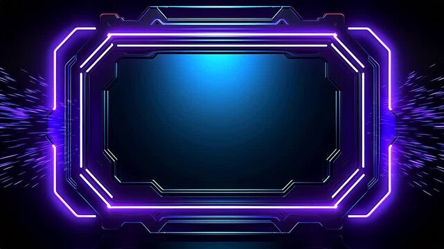 Digital futurism sci-fi metal neon frame hud display geometric background
