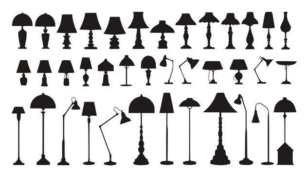 Collection of Silhouette Table and Floor Lamps, Various Designs