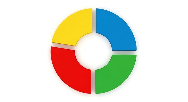 A colorful circular graphic divided into four distinct sections with a white center
