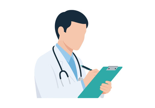 Professional male doctor taking notes on a clipboard