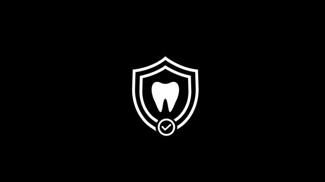 Shield with teeth icon , protect product concept animation on background