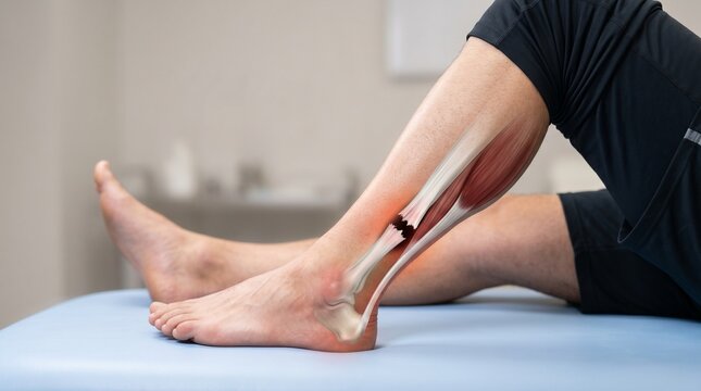 Foot Ankle Pain Inflammation Orange Highlight Medical Concept